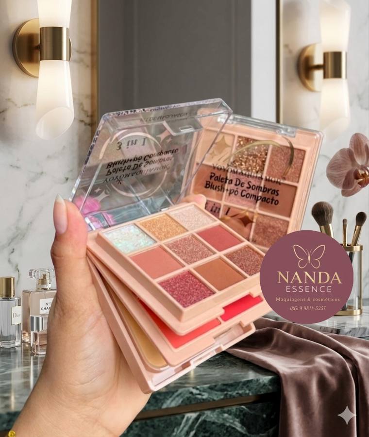 3 em 1 blush+sombra+pó bege médio 