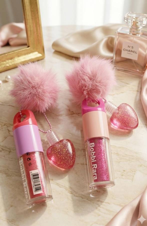 Lip Gloss com glitter chaveiro